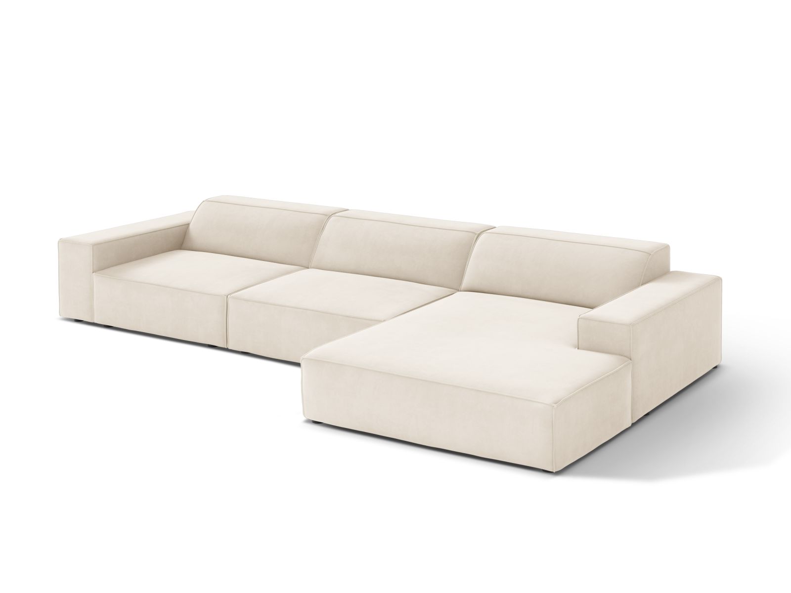 Velvet Modular Right Corner Sofa, "Jodie", 4 Seats, 284x162x77