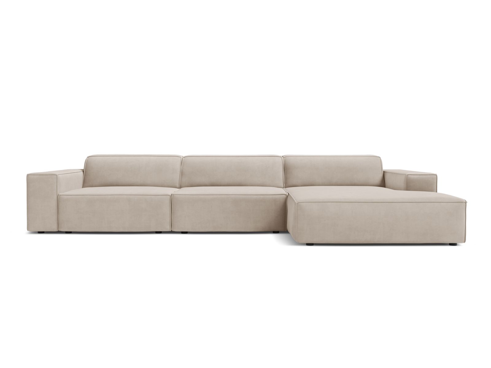 Velvet Modular Right Corner Sofa, "Jodie", 4 Seats, 284x162x77