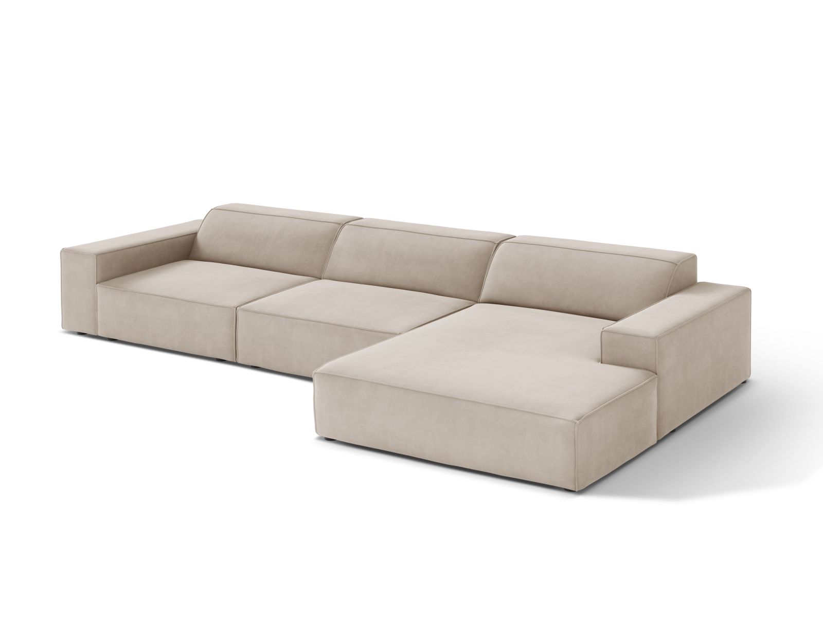 Velvet Modular Right Corner Sofa, "Jodie", 4 Seats, 284x162x77