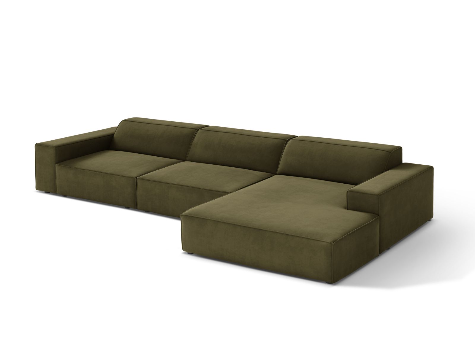 Velvet Modular Right Corner Sofa, "Jodie", 4 Seats, 284x162x77