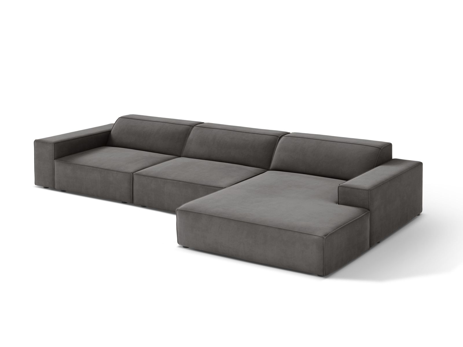 Velvet Modular Right Corner Sofa, "Jodie", 4 Seats, 284x162x77