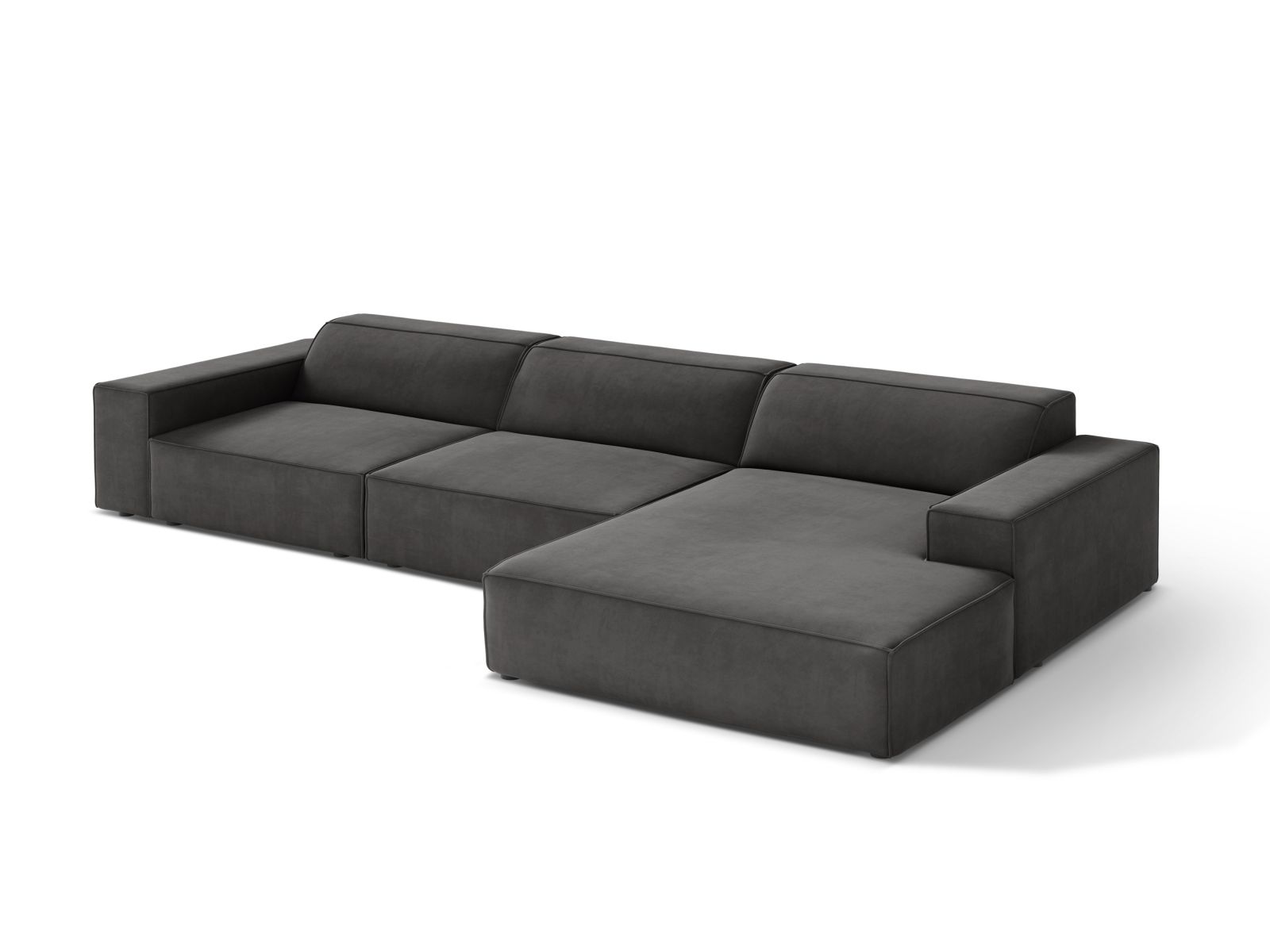Velvet Modular Right Corner Sofa, "Jodie", 4 Seats, 284x162x77