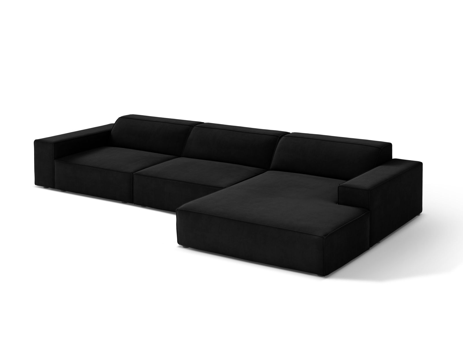 Velvet Modular Right Corner Sofa, "Jodie", 4 Seats, 284x162x77