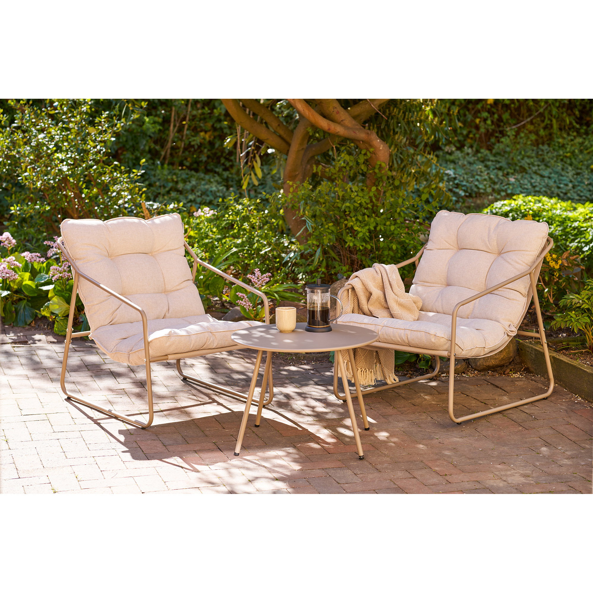 Nilo Lounge set, steel, sand, incl. cushions