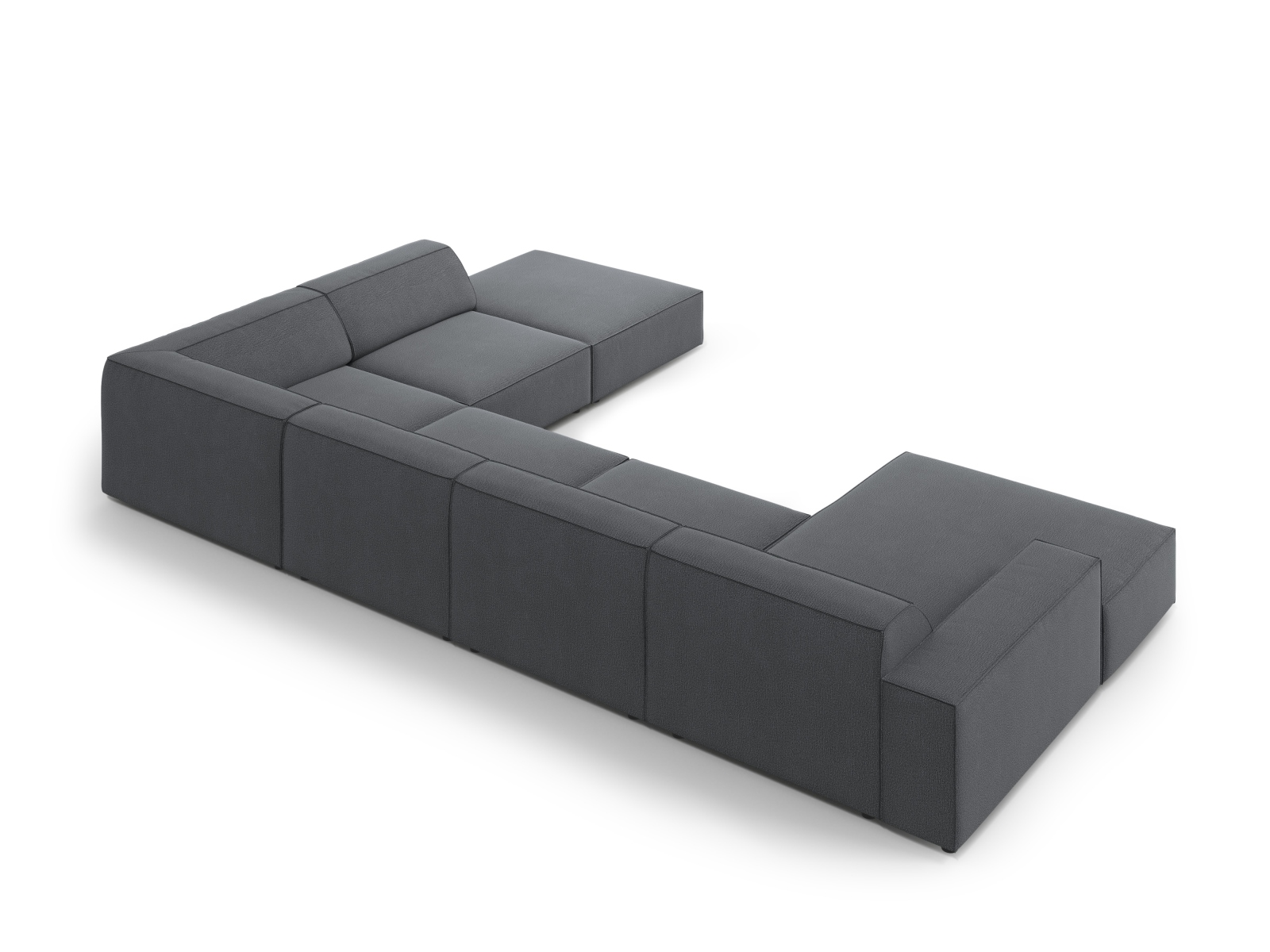 Modular Panoramic Right Corner Sofa, "Jodie", 7 Seats, 361x258x77