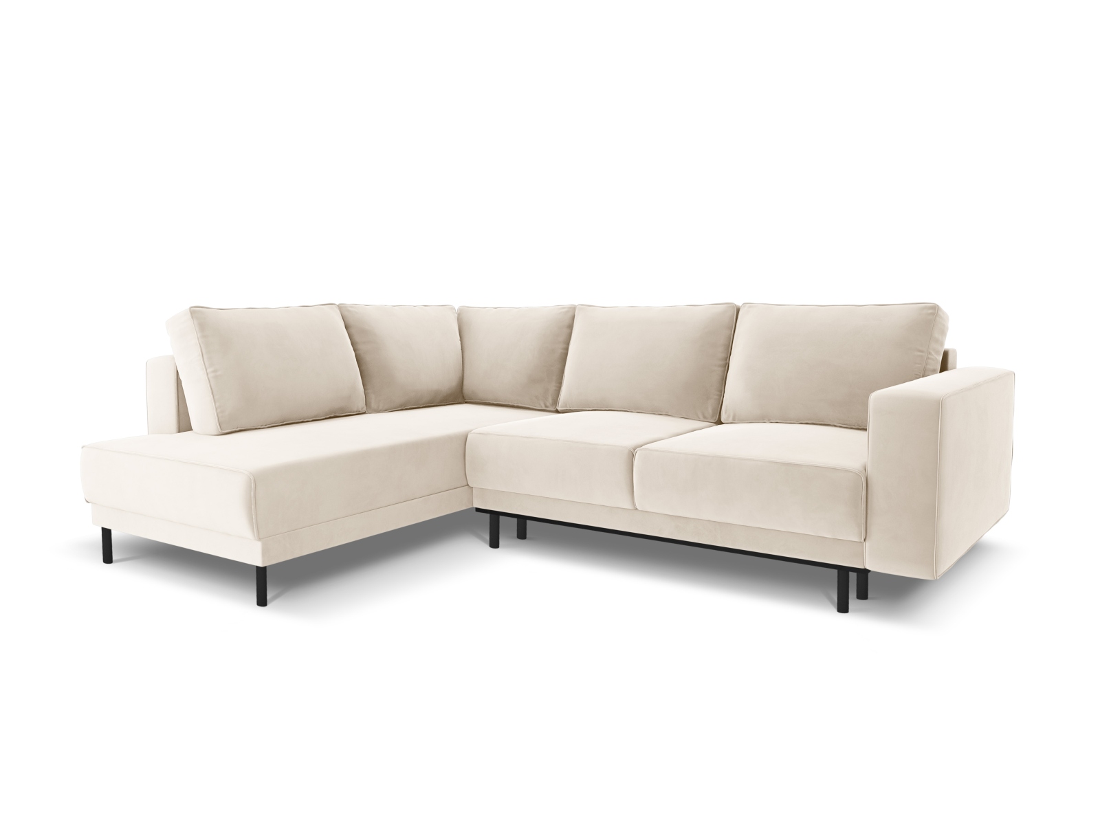 Velvet Left Corner Sofa With Bed Function, "Caro", 5 Seats, 247x187x90