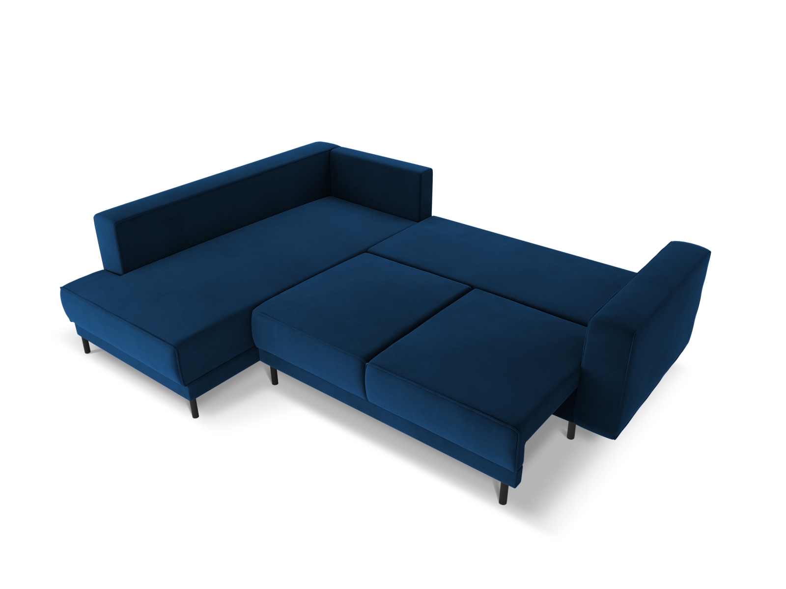 Velvet Left Corner Sofa With Bed Function, "Caro", 5 Seats, 247x187x90