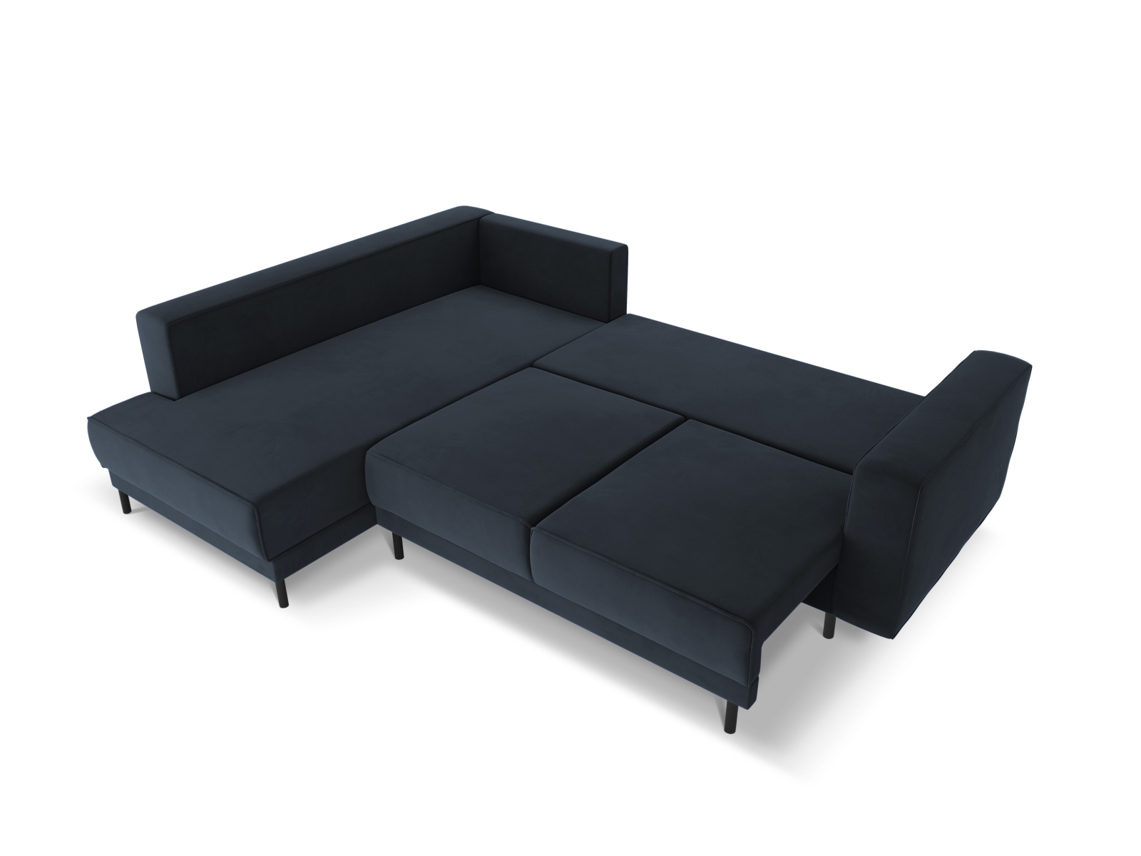Velvet Left Corner Sofa With Bed Function, "Caro", 5 Seats, 247x187x90