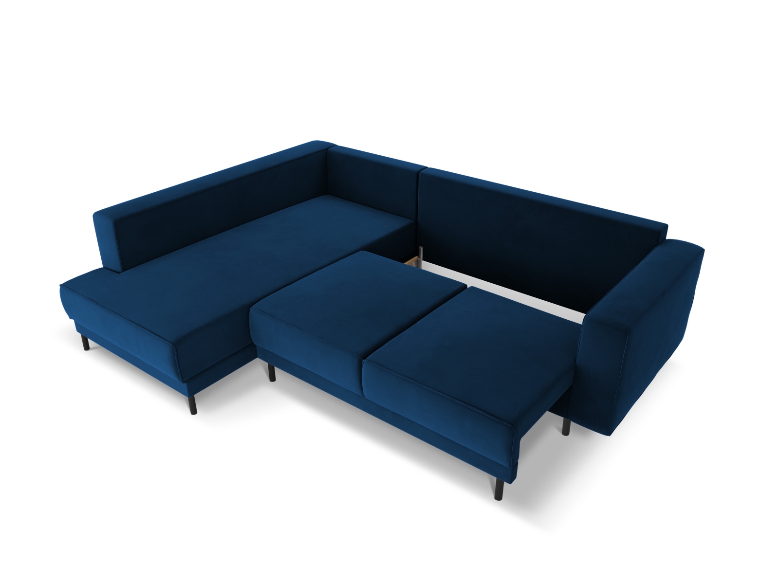 Velvet Left Corner Sofa With Bed Function, "Caro", 5 Seats, 247x187x90