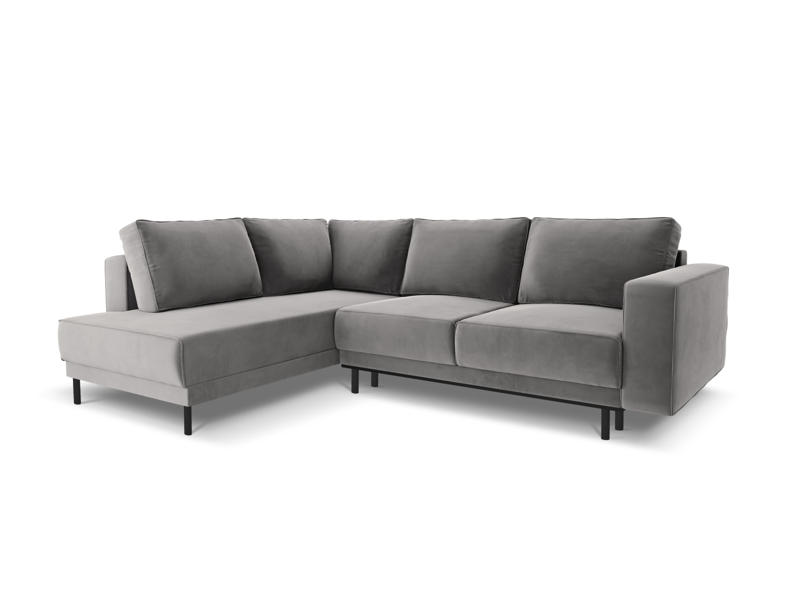 Velvet Left Corner Sofa With Bed Function, "Caro", 5 Seats, 247x187x90