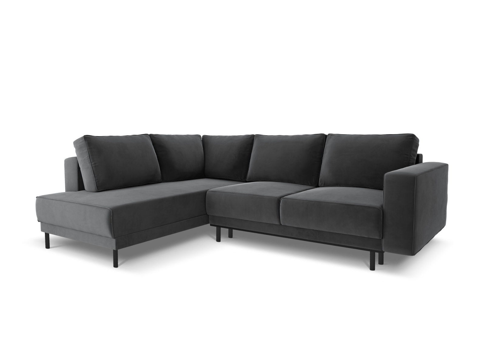 Velvet Left Corner Sofa With Bed Function, "Caro", 5 Seats, 247x187x90