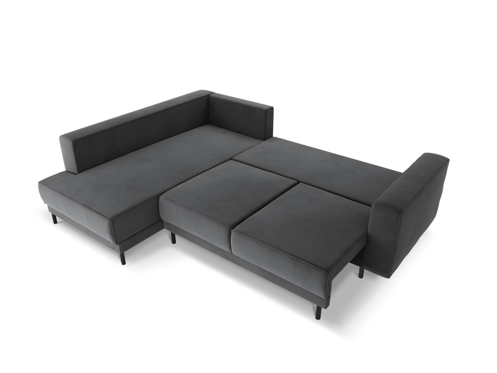 Velvet Left Corner Sofa With Bed Function, "Caro", 5 Seats, 247x187x90
