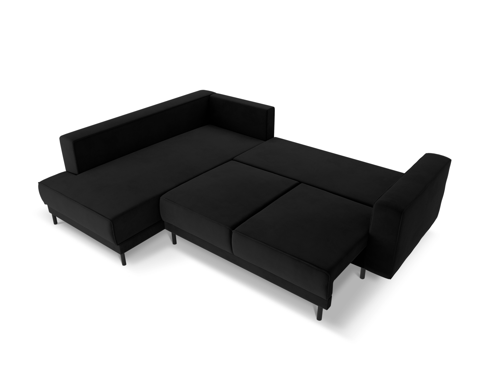 Velvet Left Corner Sofa With Bed Function, "Caro", 5 Seats, 247x187x90