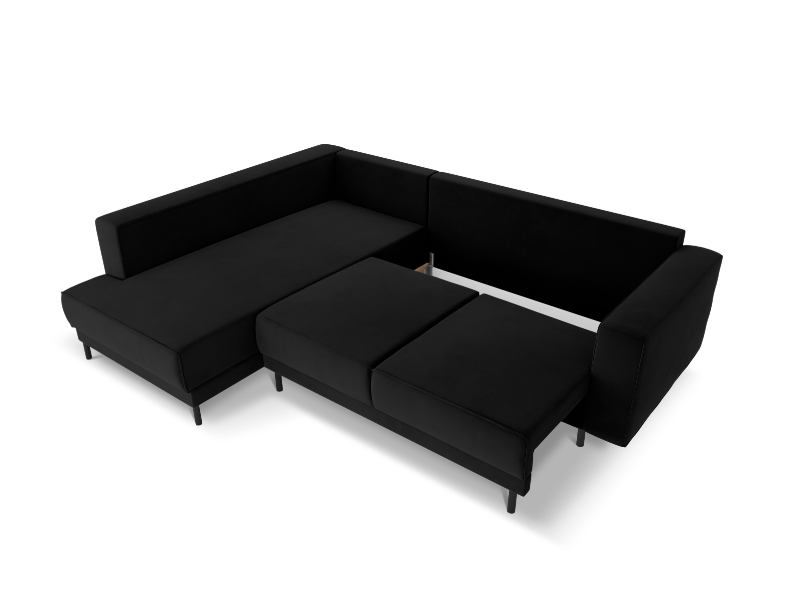 Velvet Left Corner Sofa With Bed Function, "Caro", 5 Seats, 247x187x90