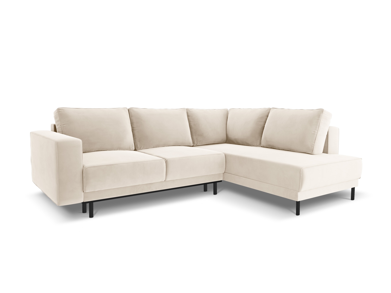 Velvet Right Corner Sofa With Bed Function, "Caro", 5 Seats, 247x187x90