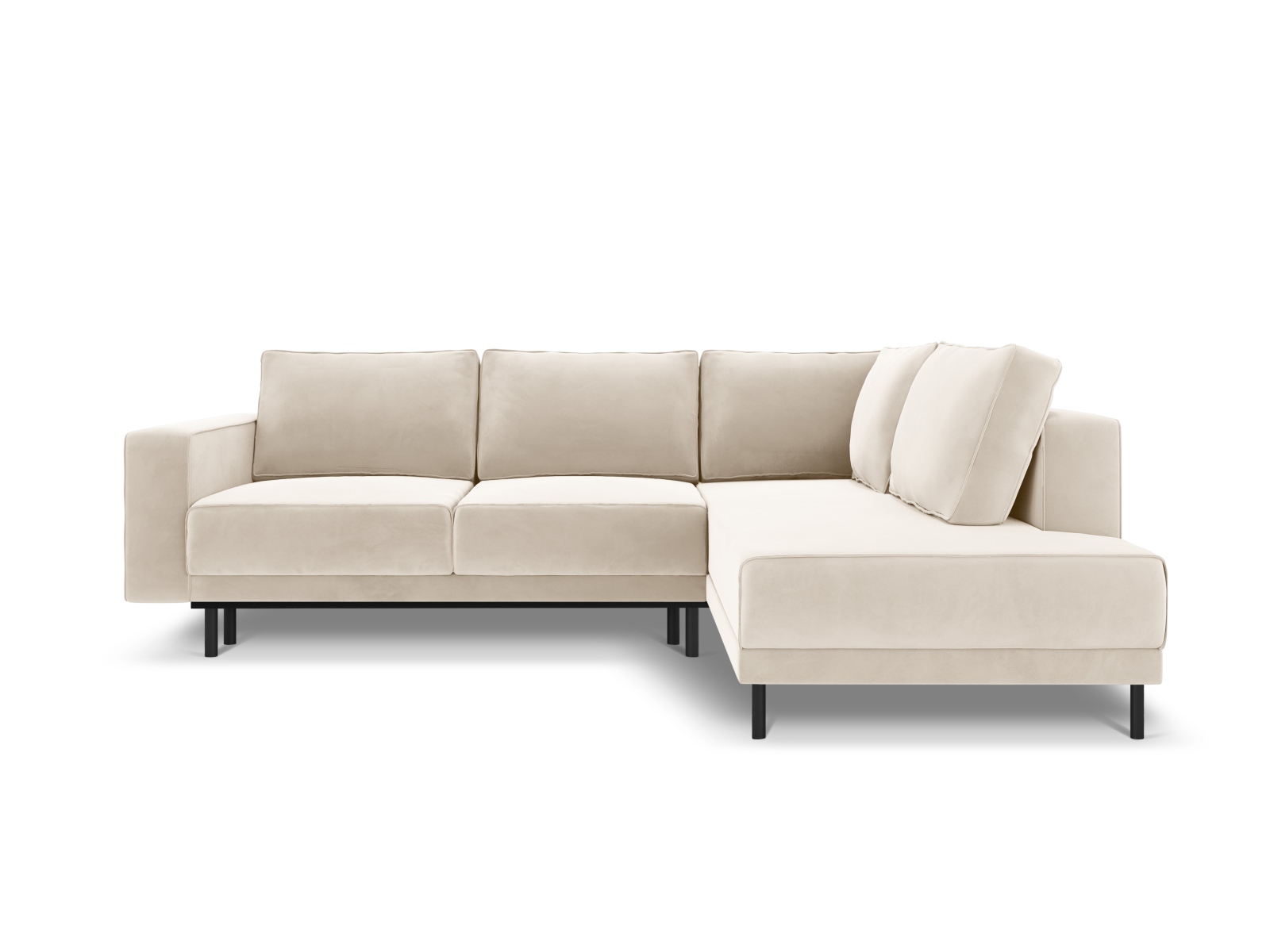 Velvet Right Corner Sofa With Bed Function, "Caro", 5 Seats, 247x187x90