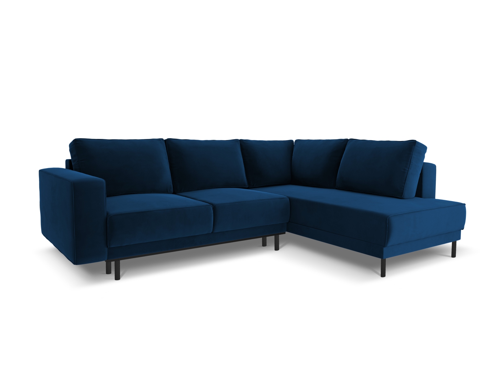 Velvet Right Corner Sofa With Bed Function, "Caro", 5 Seats, 247x187x90