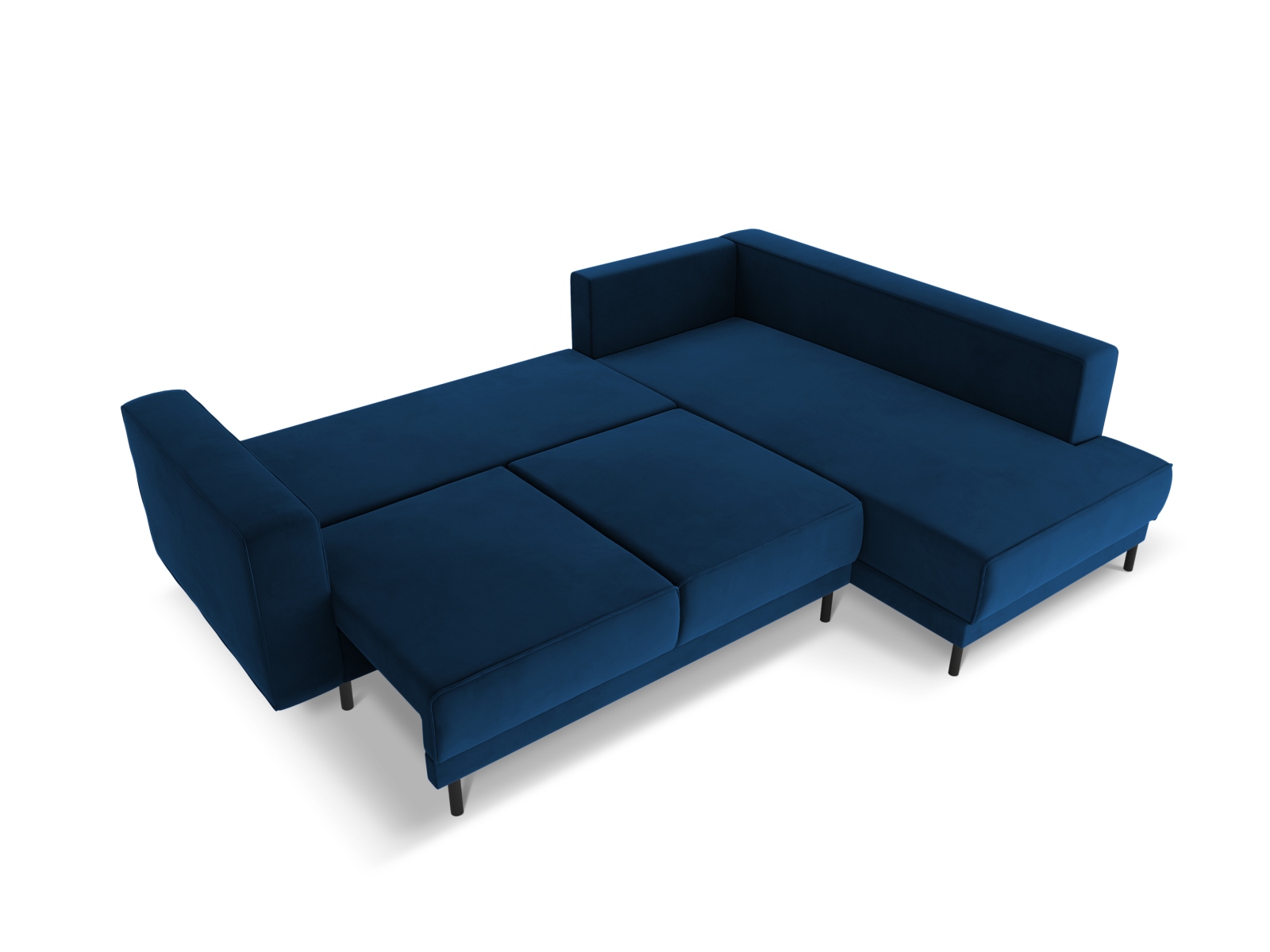 Velvet Right Corner Sofa With Bed Function, "Caro", 5 Seats, 247x187x90