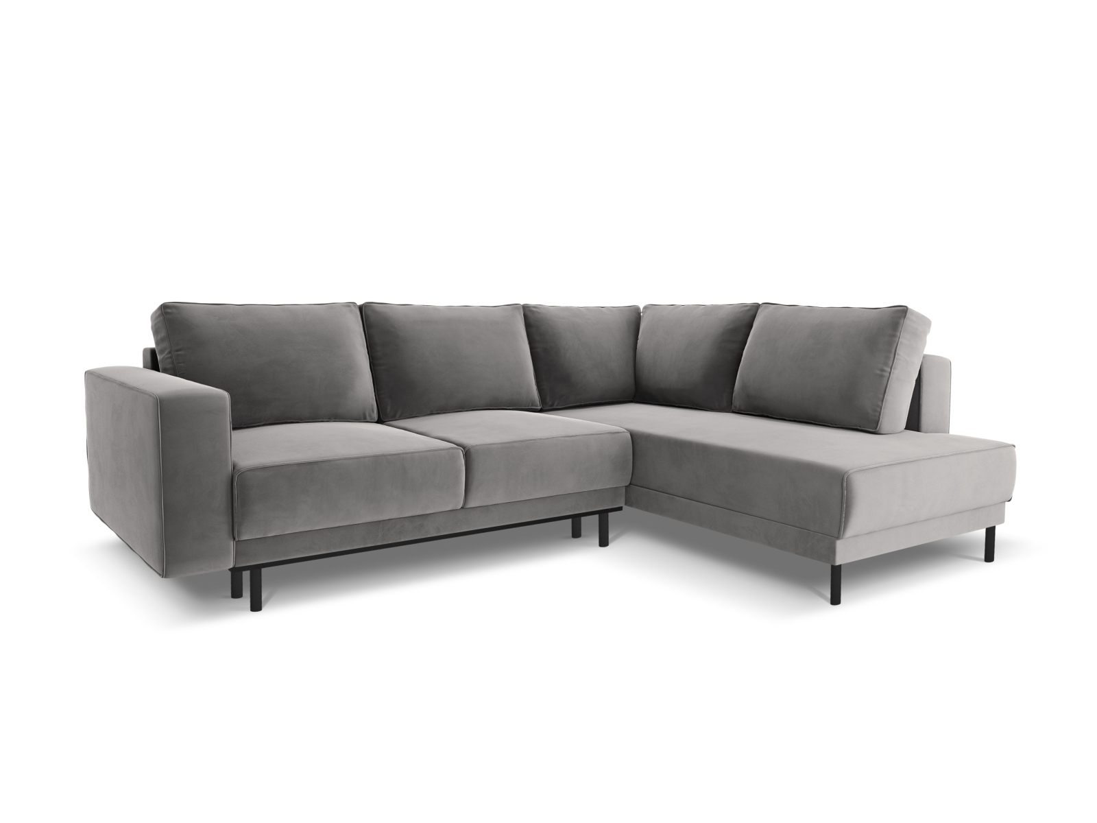 Velvet Right Corner Sofa With Bed Function, "Caro", 5 Seats, 247x187x90