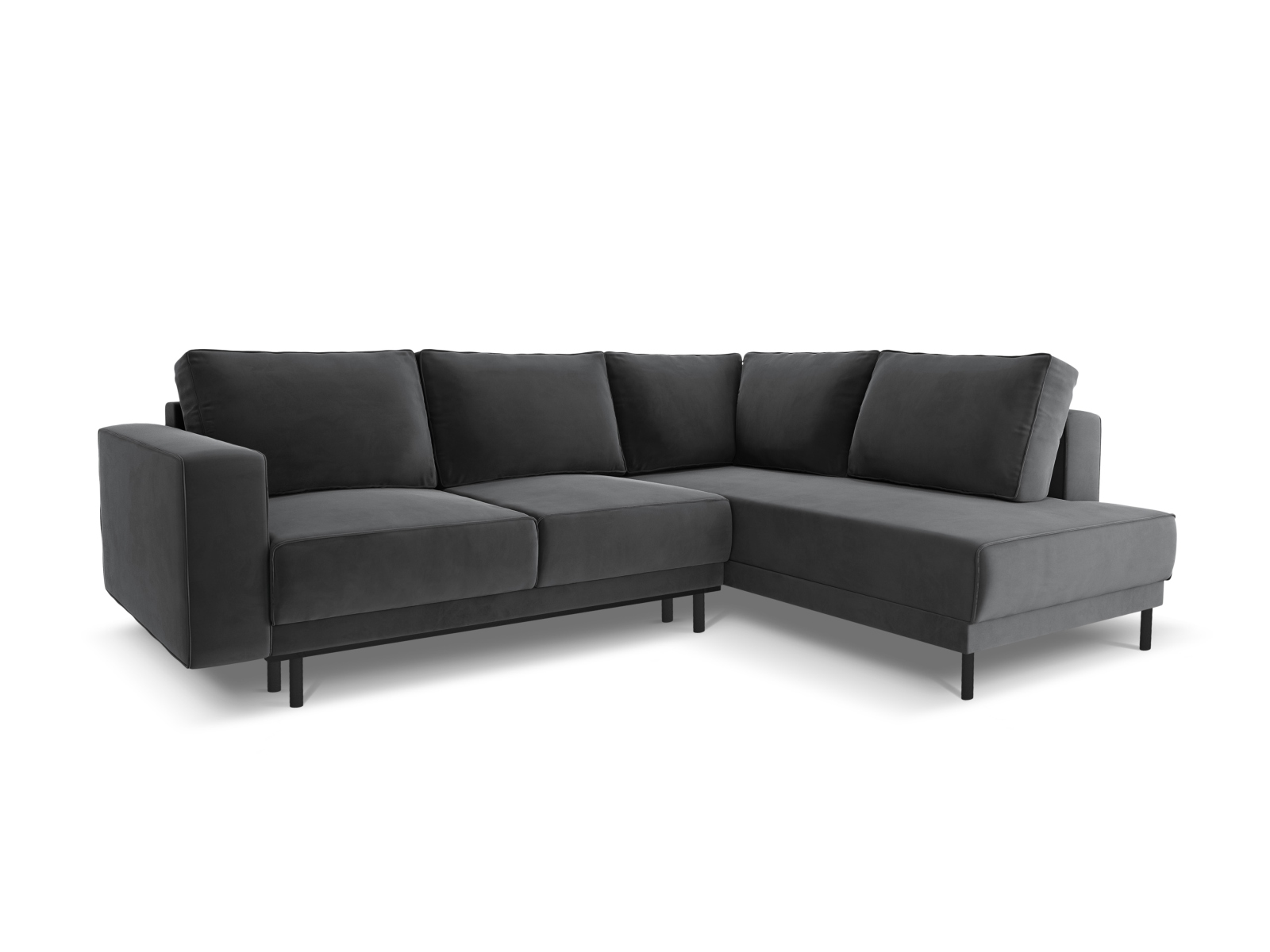 Velvet Right Corner Sofa With Bed Function, "Caro", 5 Seats, 247x187x90