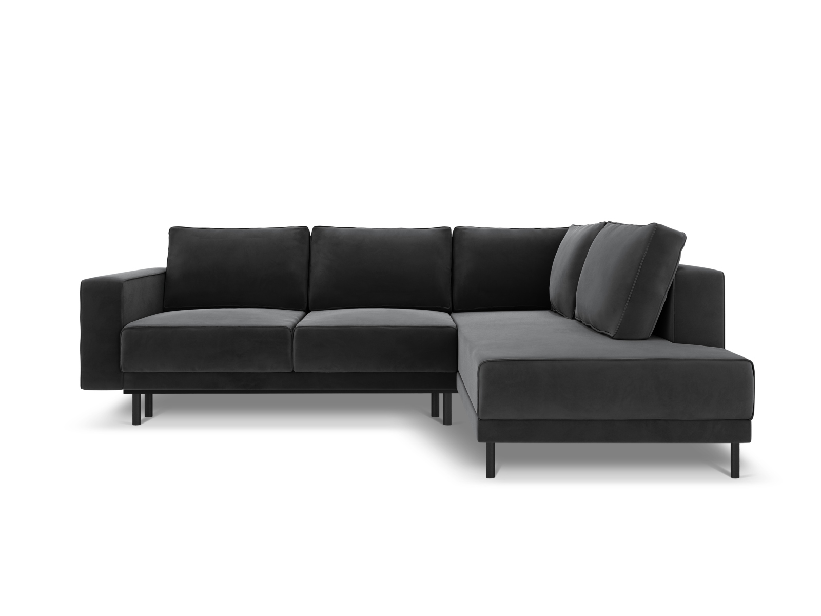 Velvet Right Corner Sofa With Bed Function, "Caro", 5 Seats, 247x187x90