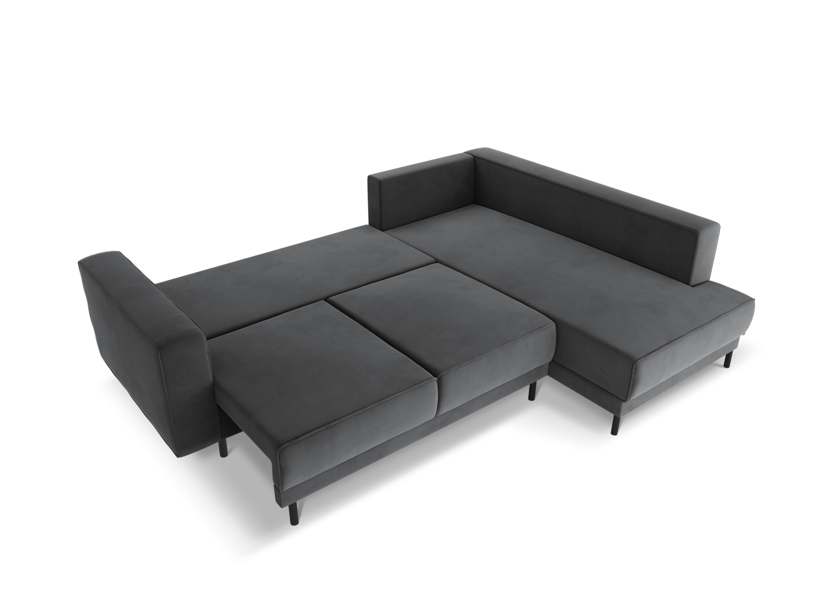 Velvet Right Corner Sofa With Bed Function, "Caro", 5 Seats, 247x187x90