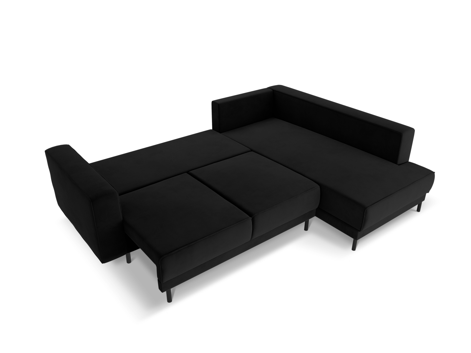 Velvet Right Corner Sofa With Bed Function, "Caro", 5 Seats, 247x187x90