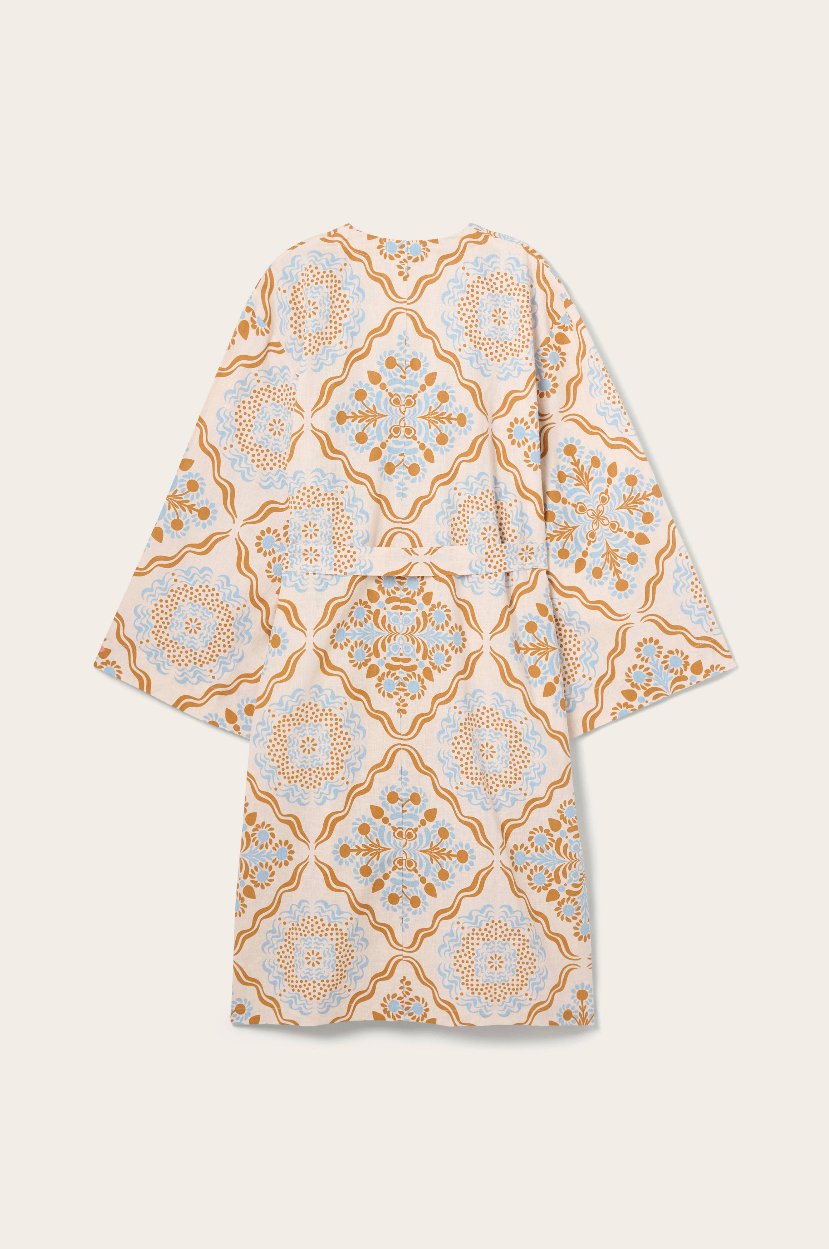 Kimono Elly Tile Kimono i resirkulert halvlinne
