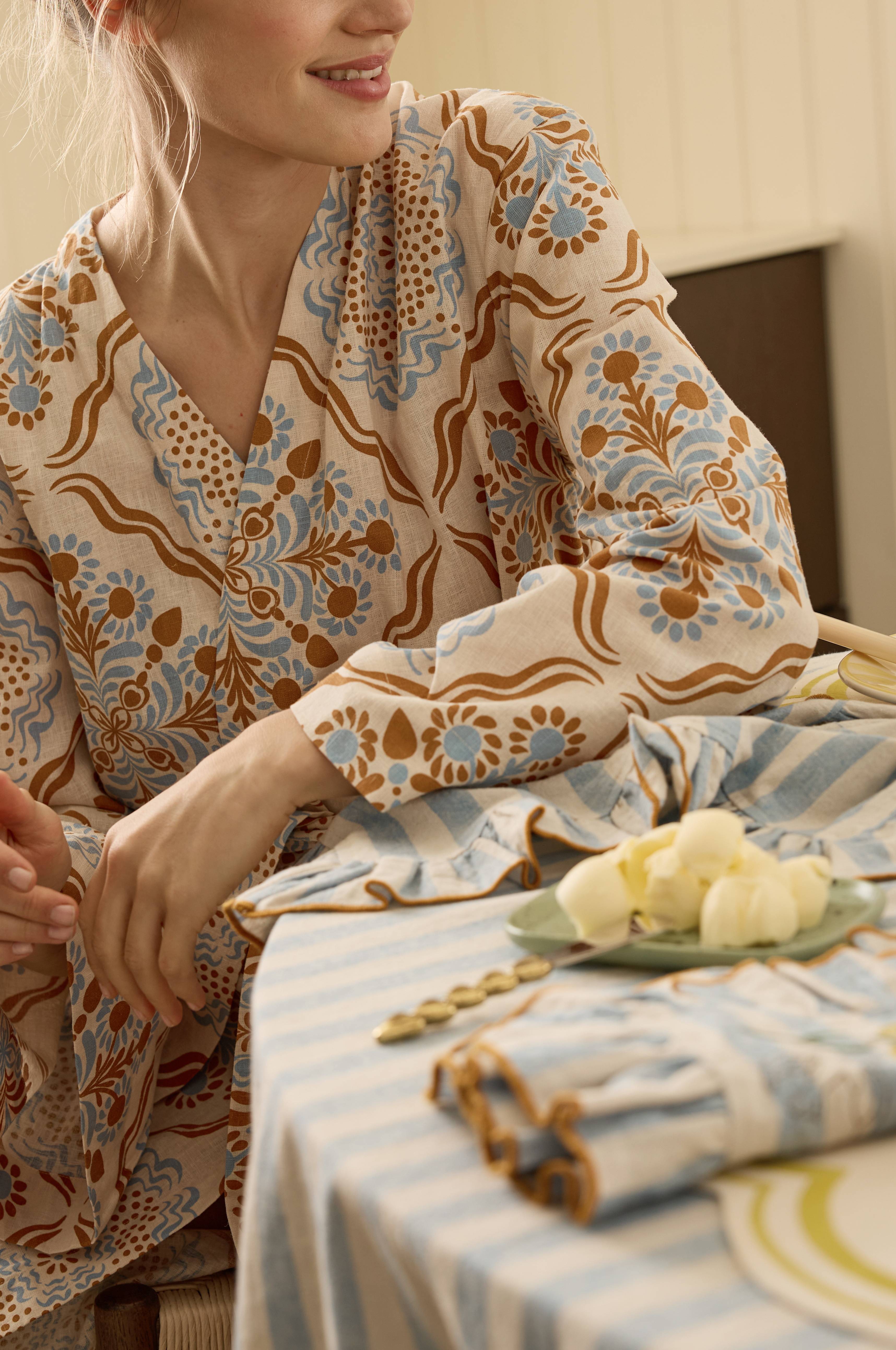 Kimono Elly Tile Kimono i resirkulert halvlinne
