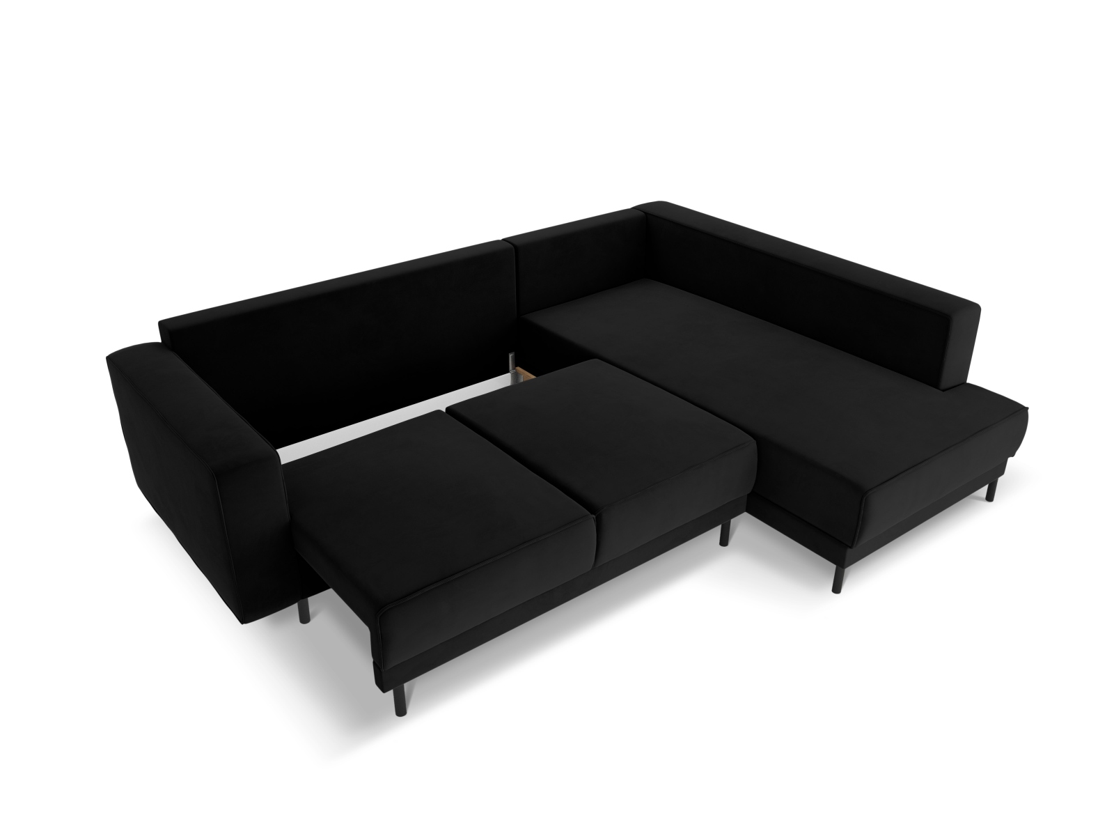 Velvet Right Corner Sofa With Bed Function, "Caro", 5 Seats, 247x187x90