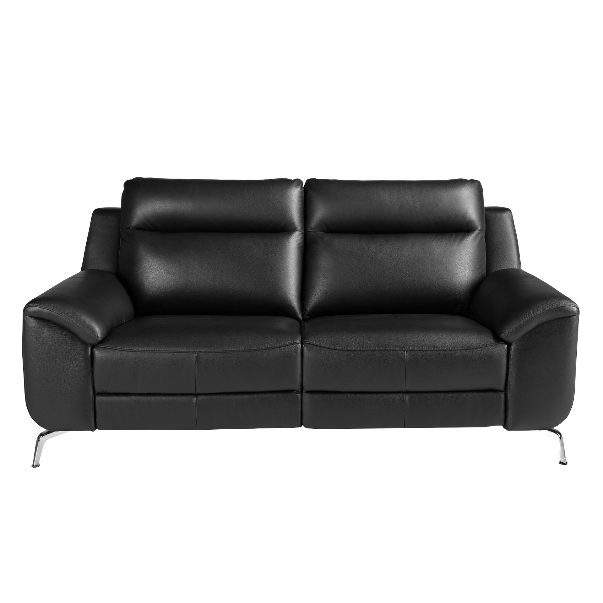 2 seater black leather relax sofa