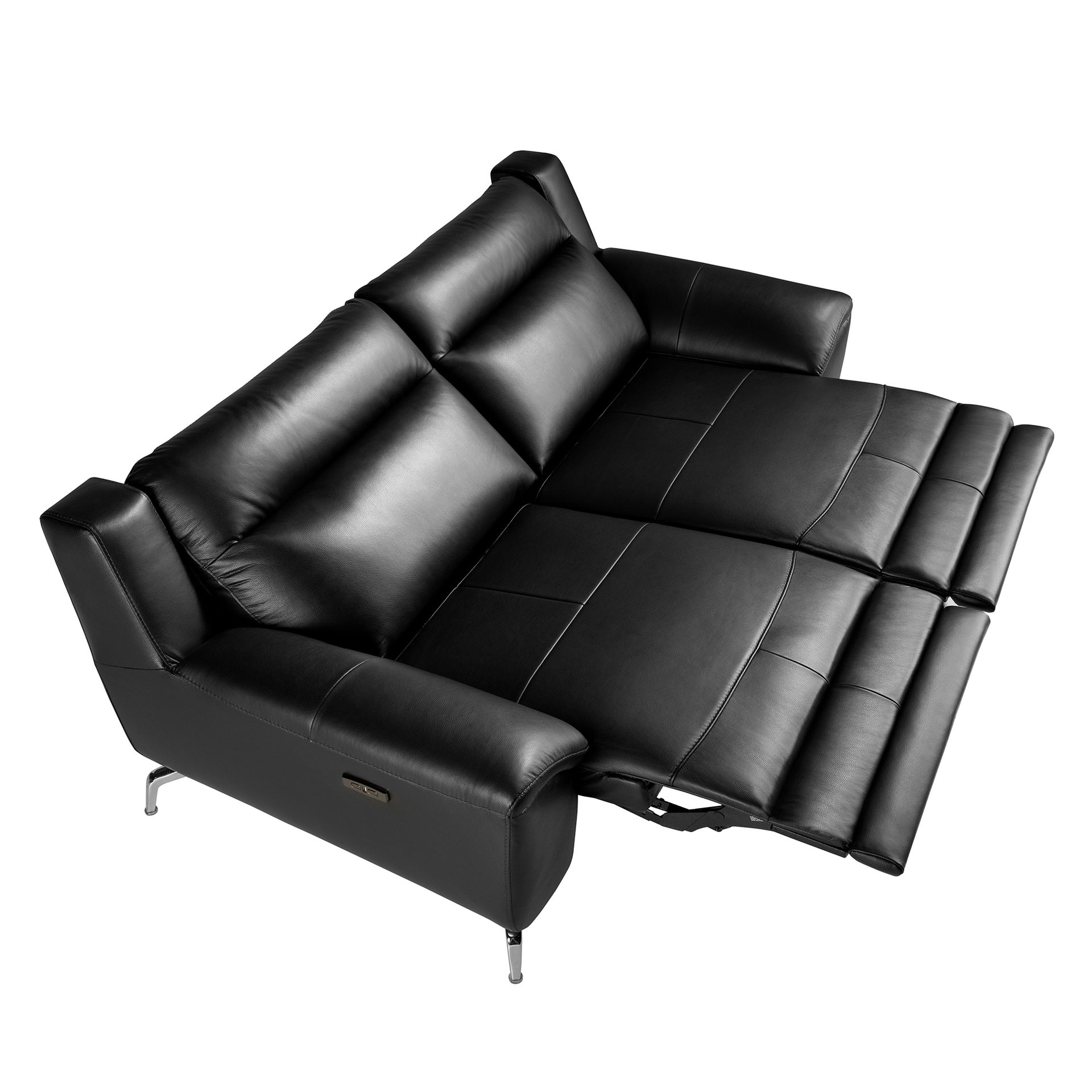 2 seater black leather relax sofa