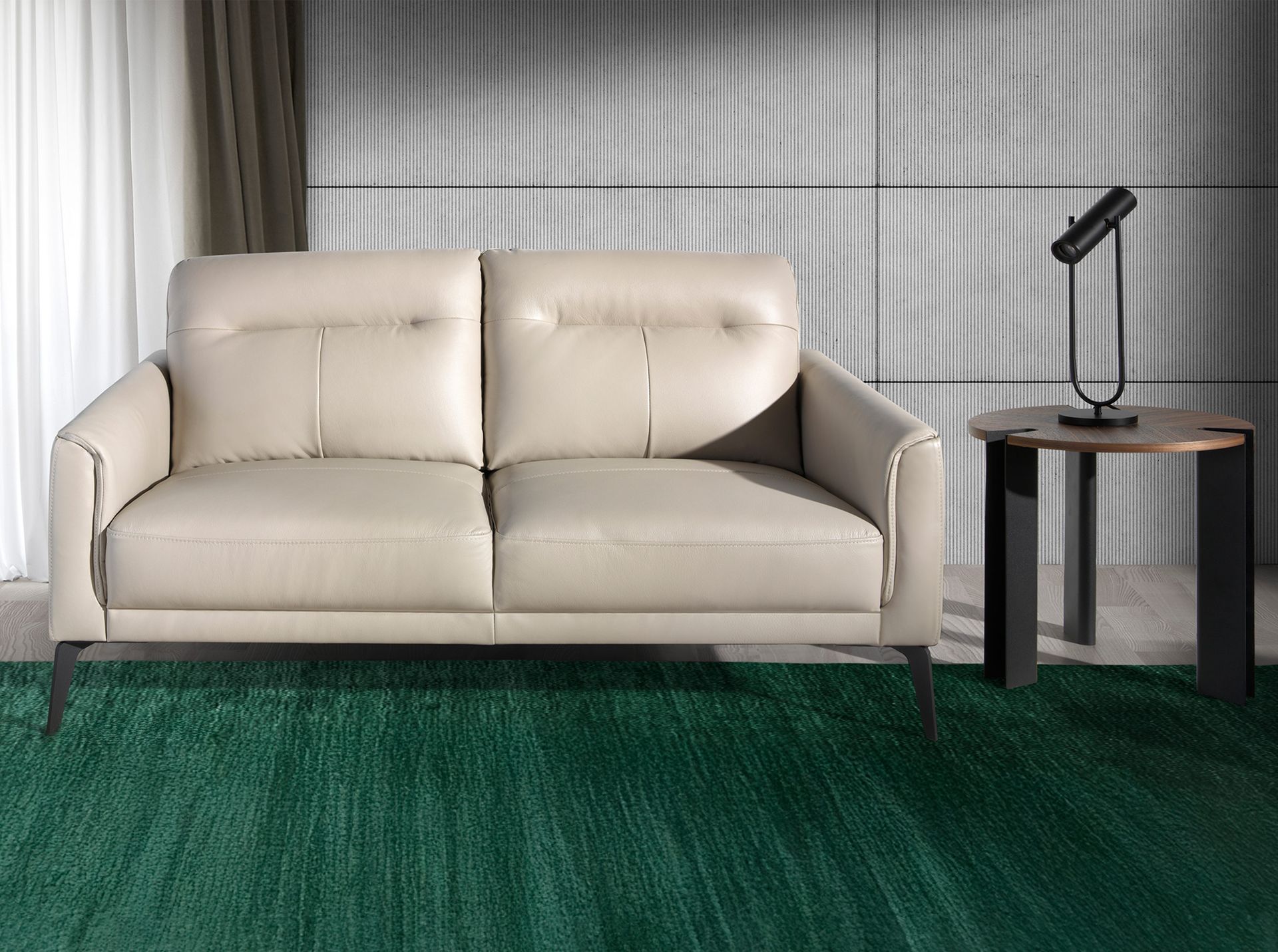 2 seater leather sofa grey taupe