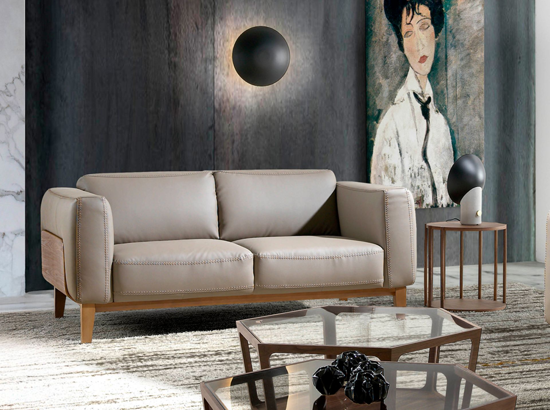 2 seater mink leather sofa