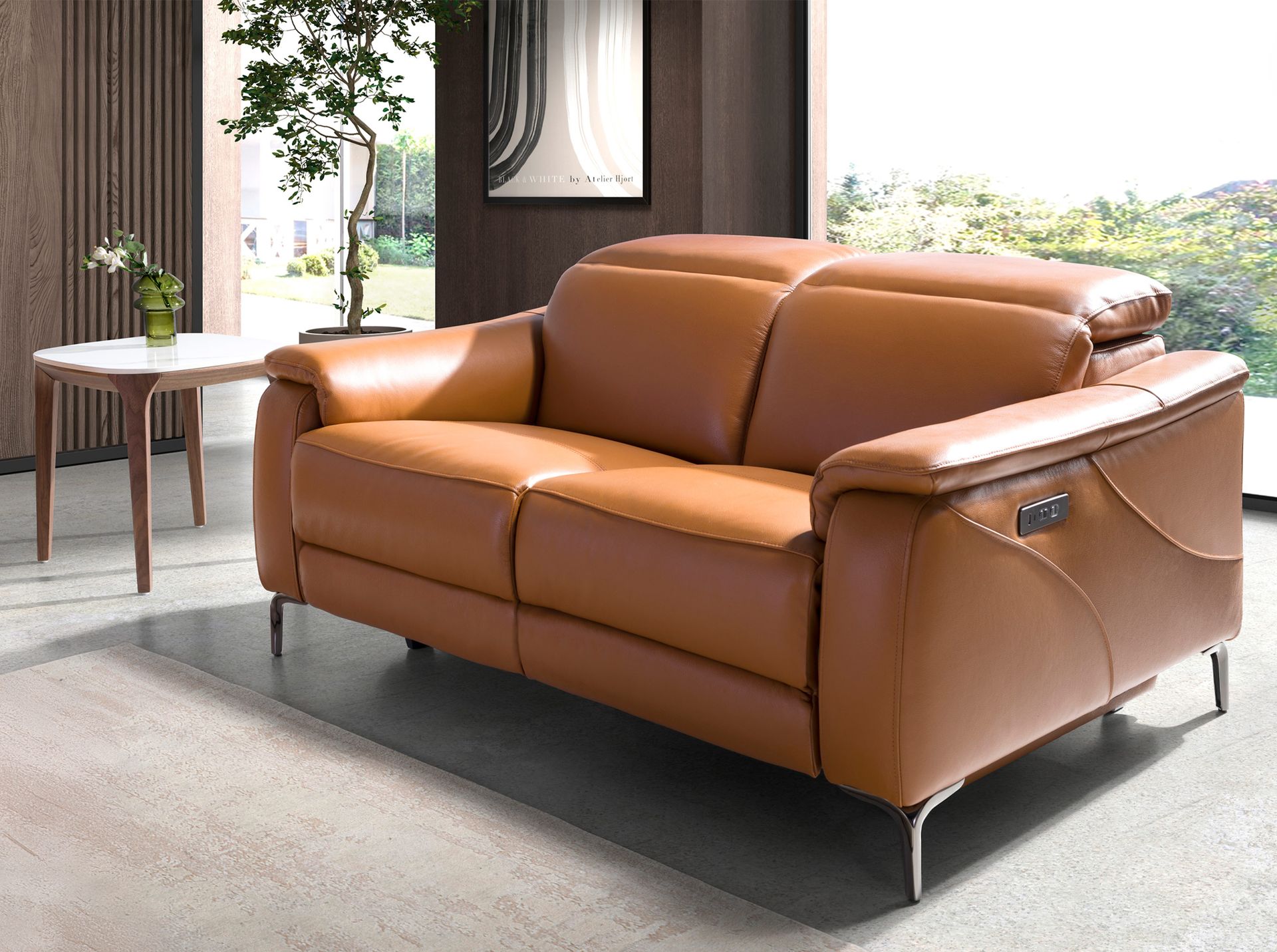 2 seater relax sofa in brown leather