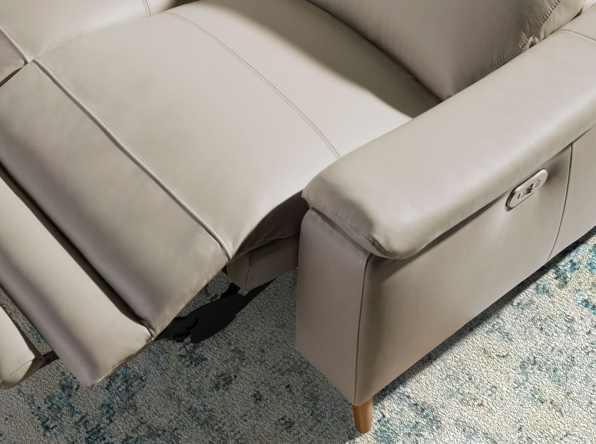 2 seater relax sofa in taupe grey leather