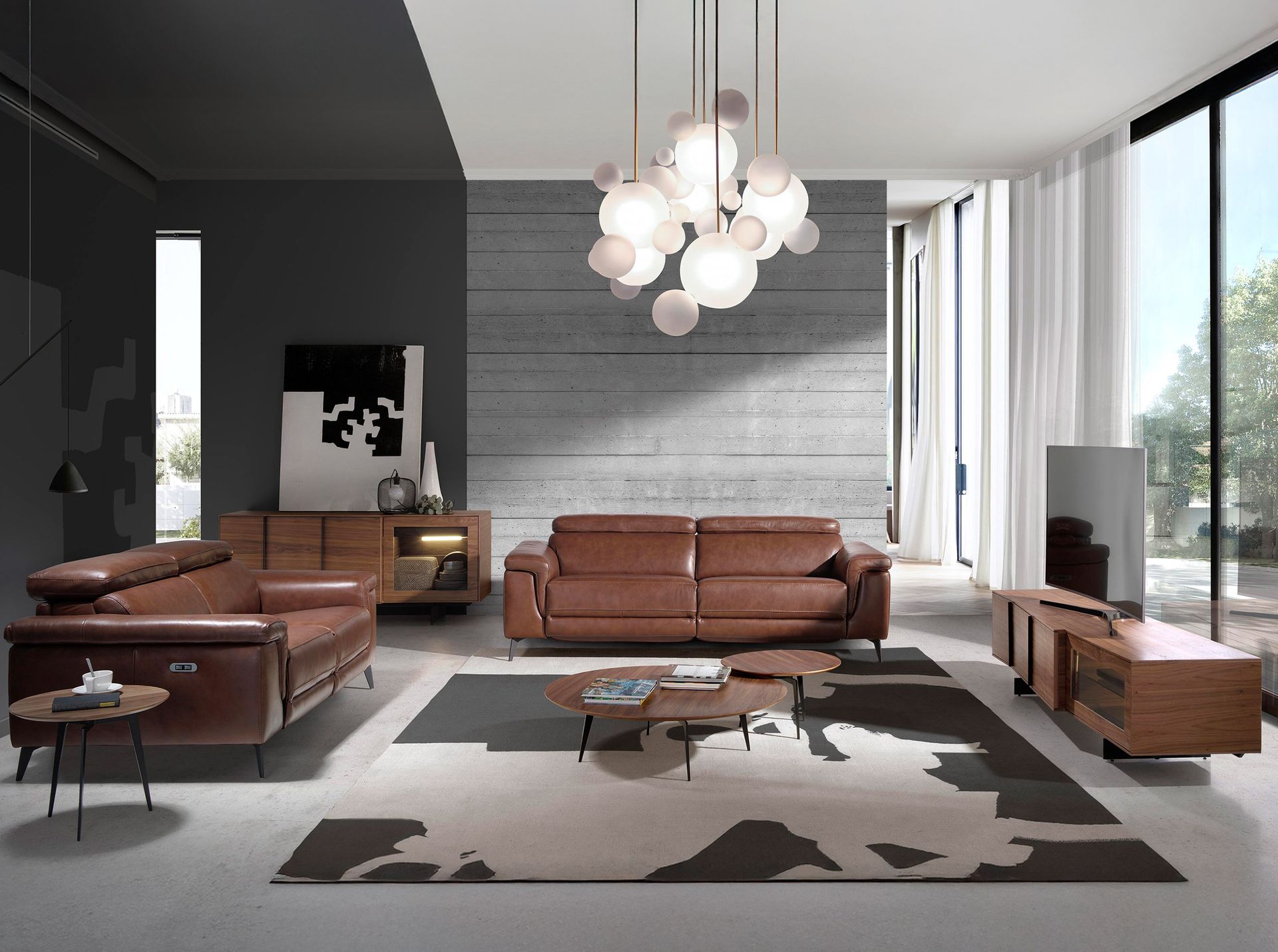 2 seater relaxation sofa in brown leather