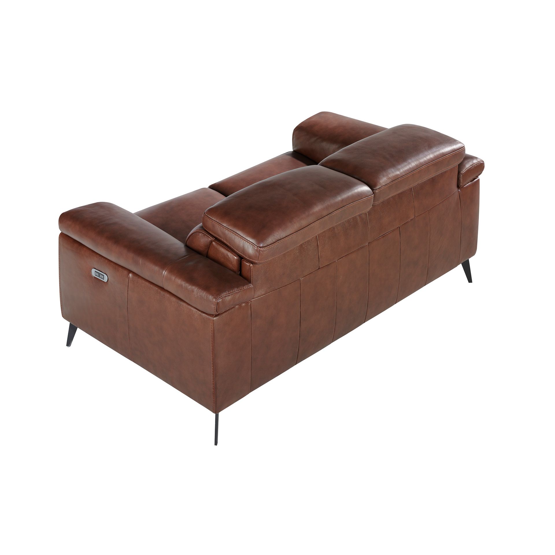 2 seater relaxation sofa in brown leather