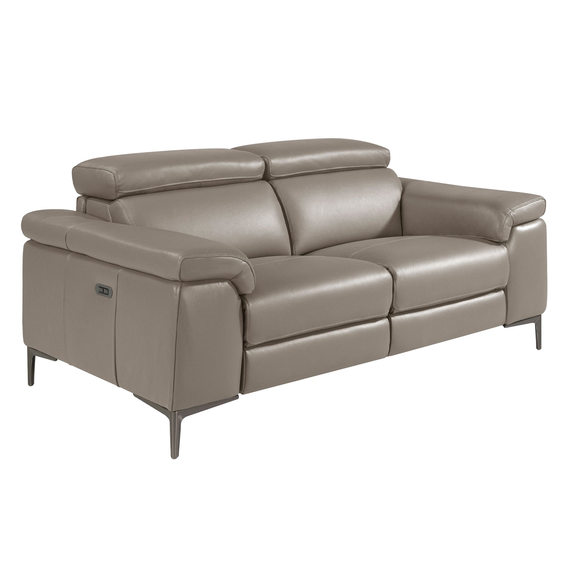 2 seater relaxation sofa in dark grey leather