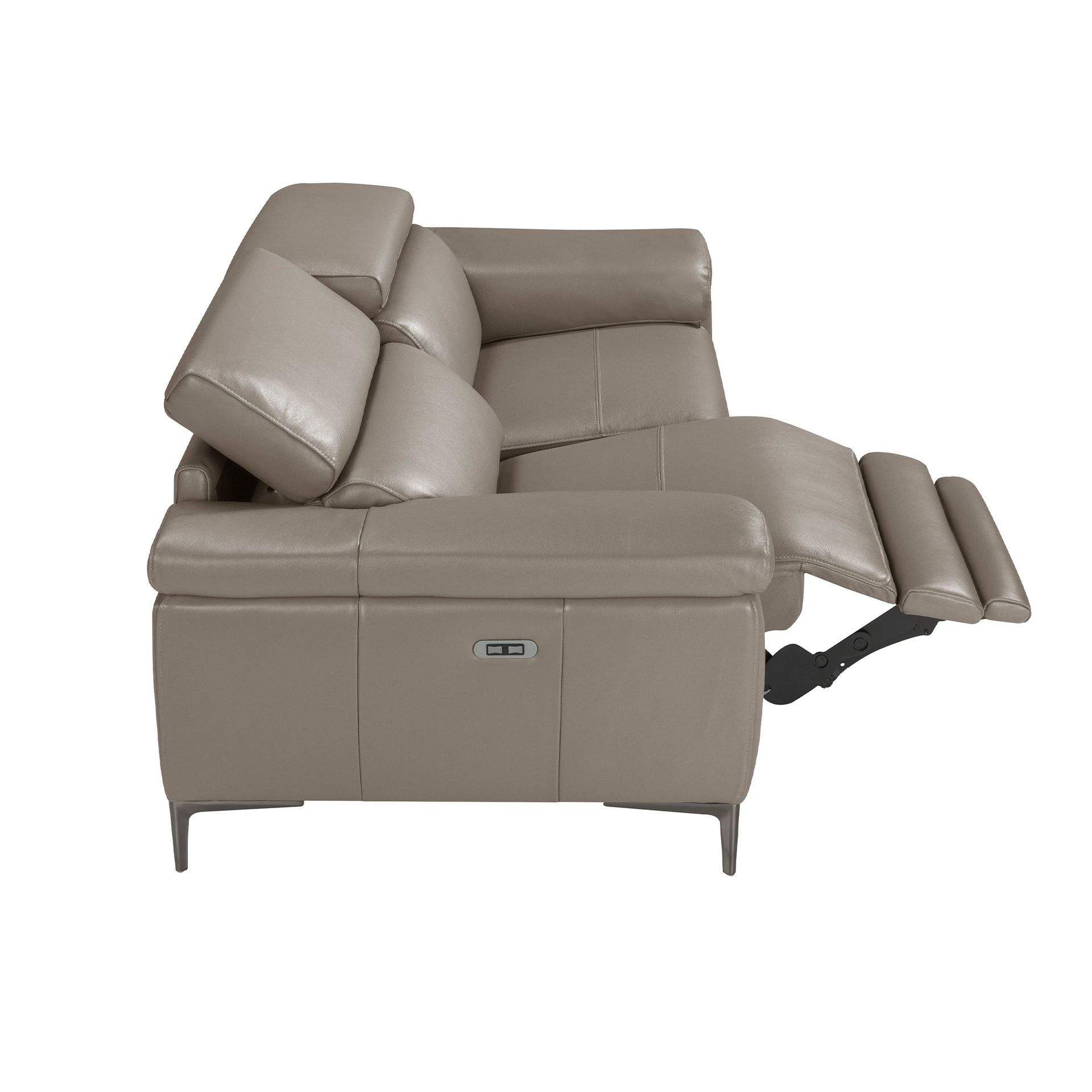 2 seater relaxation sofa in dark grey leather