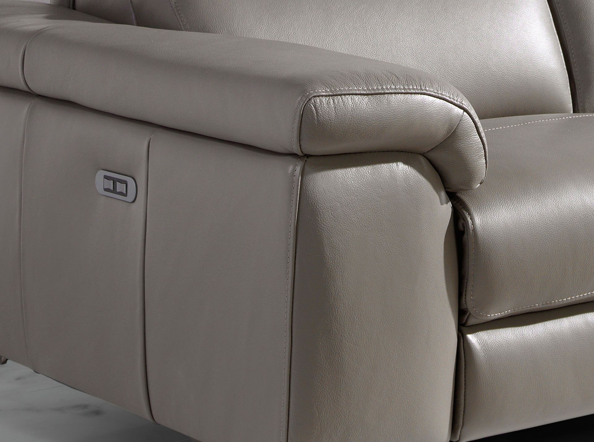 2 seater relaxation sofa in dark grey leather