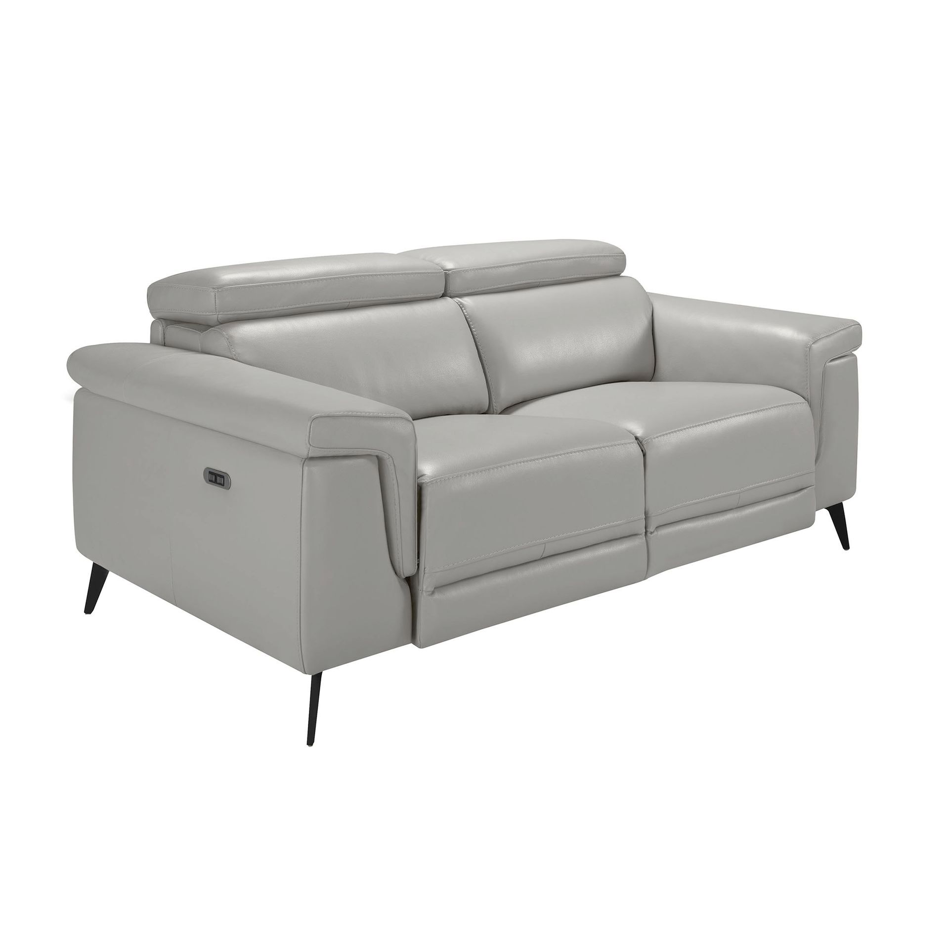 2 seater relaxation sofa in grey leather