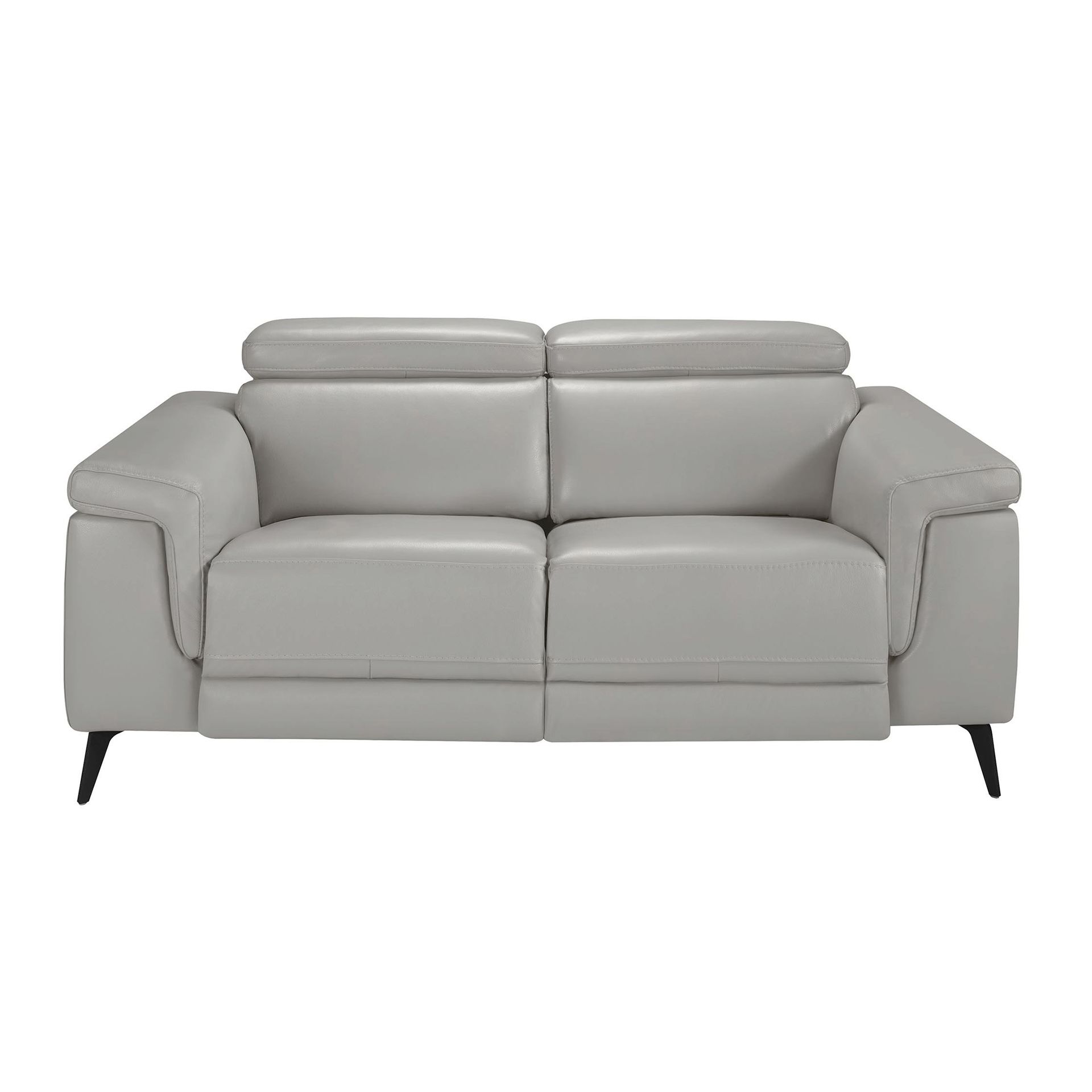 2 seater relaxation sofa in grey leather