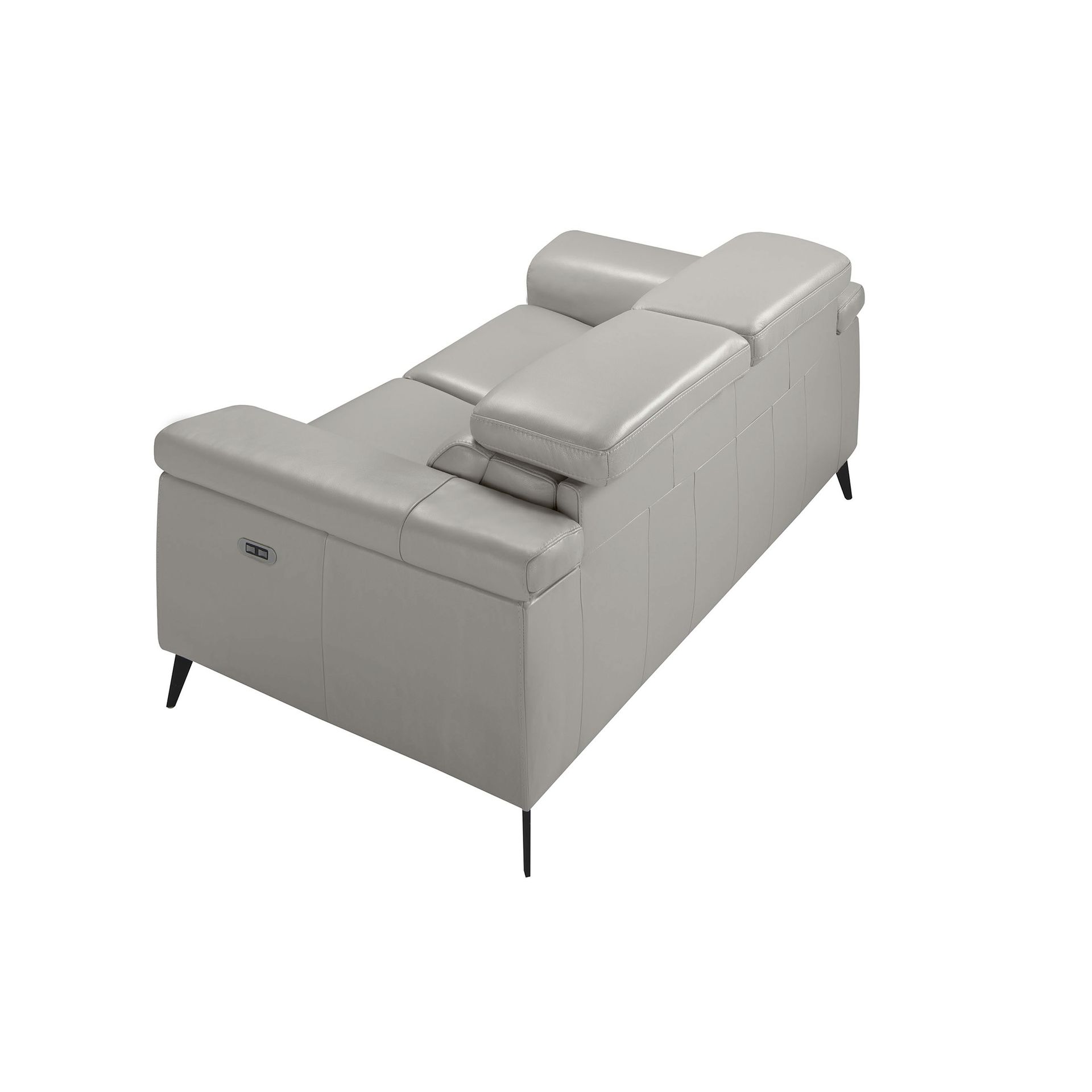2 seater relaxation sofa in grey leather