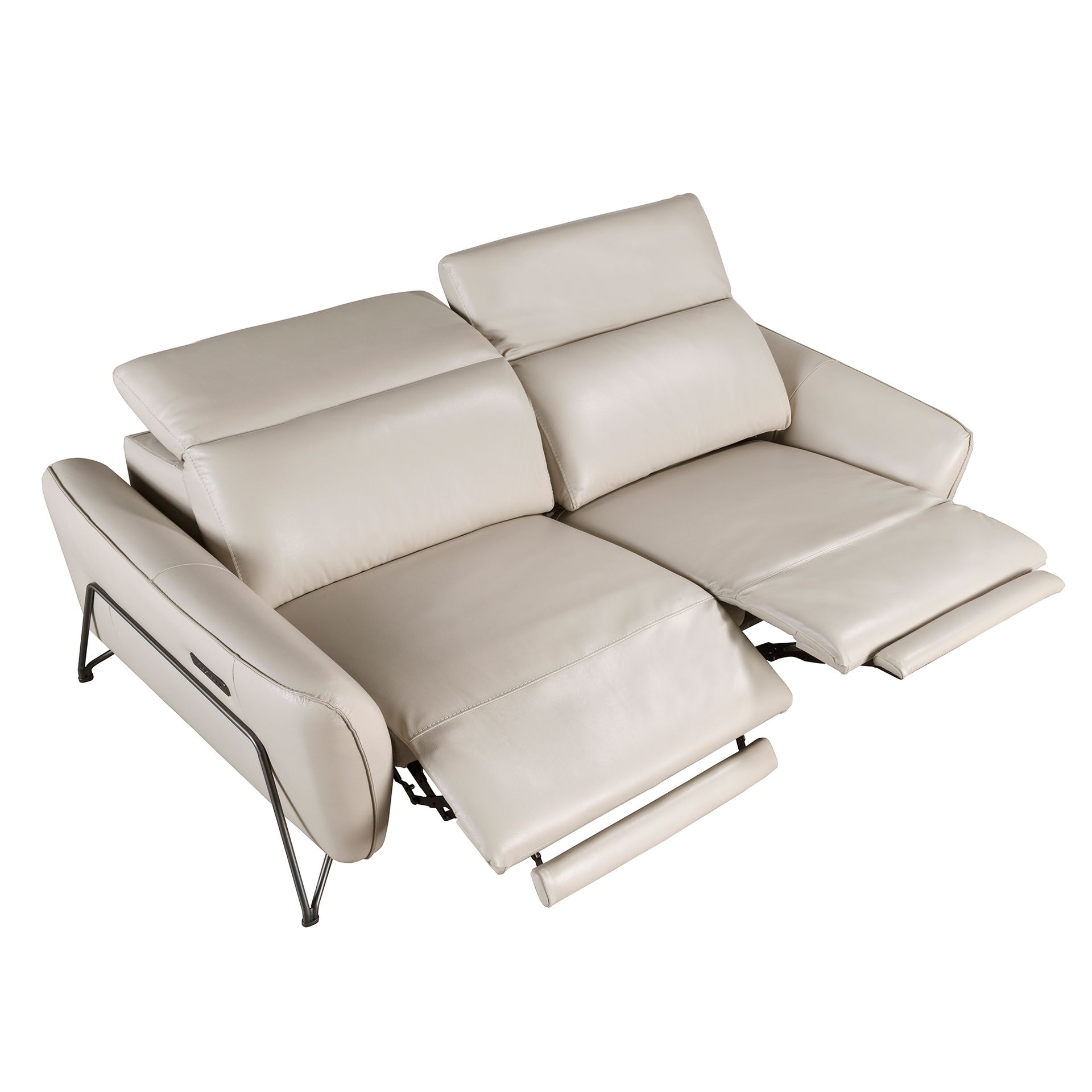2 seater relaxation sofa in sand leather