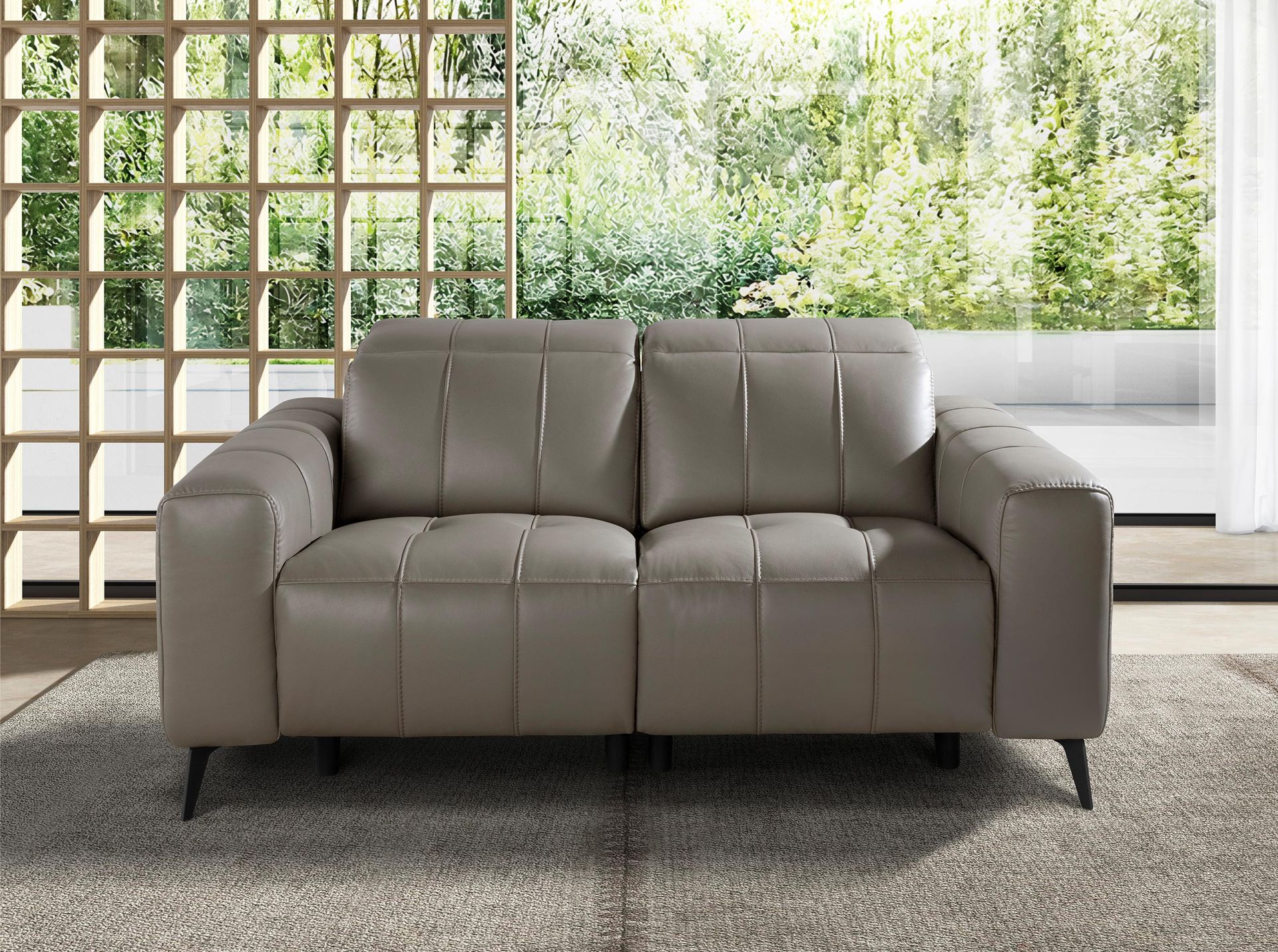 2-seater relaxation sofa in grey leather