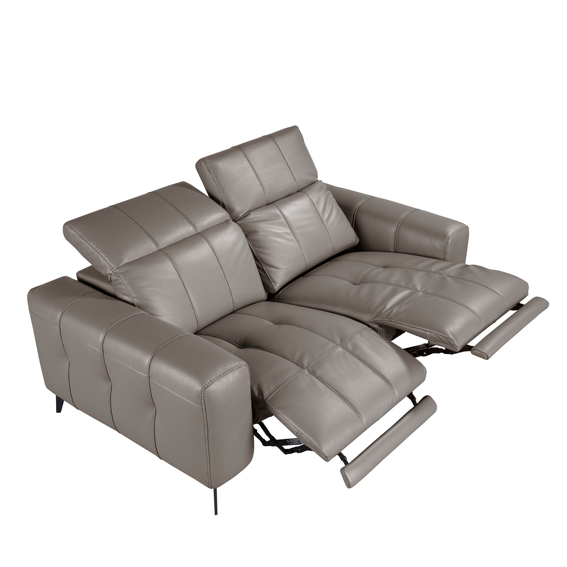 2-seater relaxation sofa in grey leather