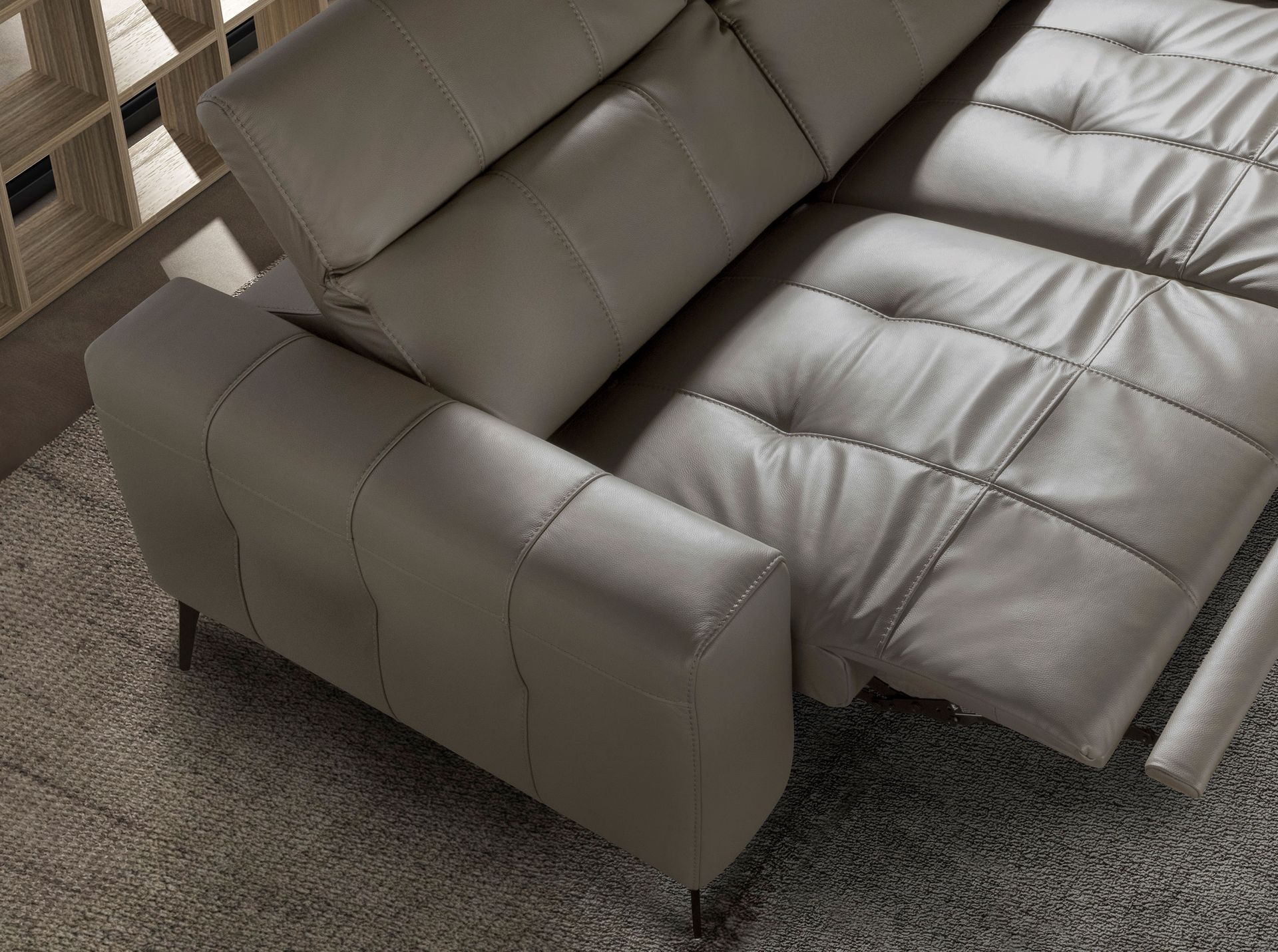 2-seater relaxation sofa in grey leather