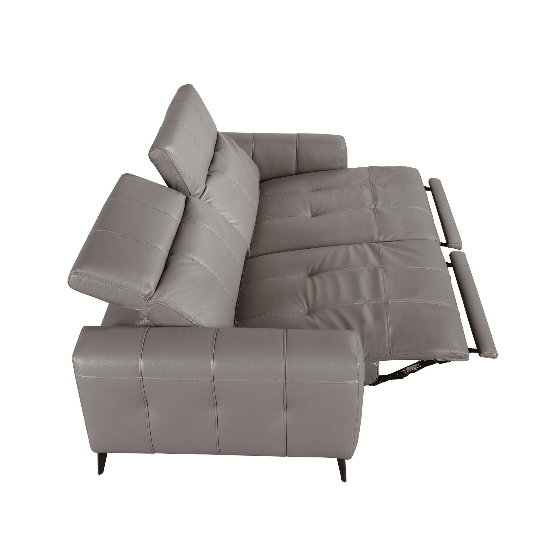 2-seater relaxation sofa in grey leather
