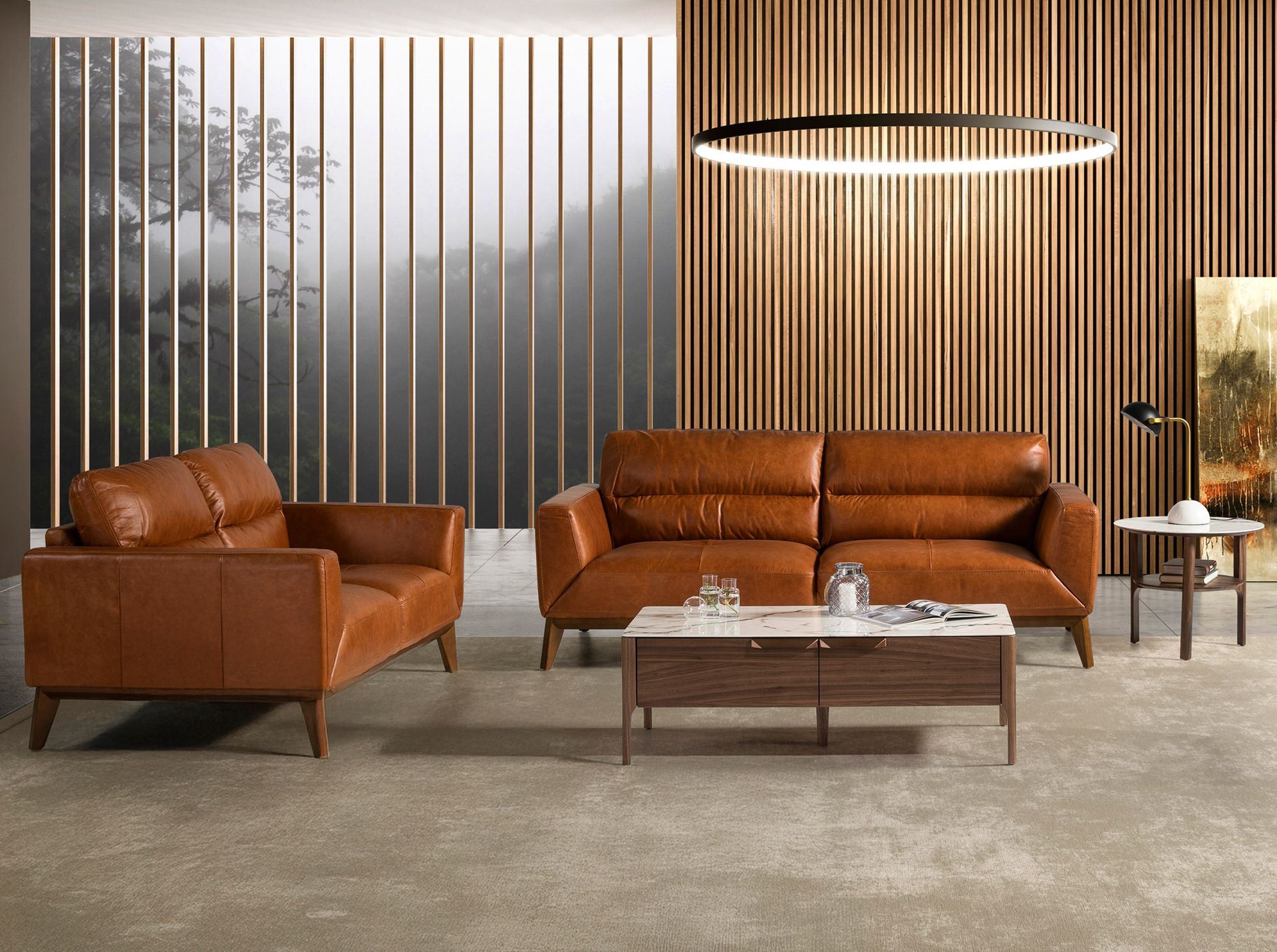 2-seater sofa in brown leather